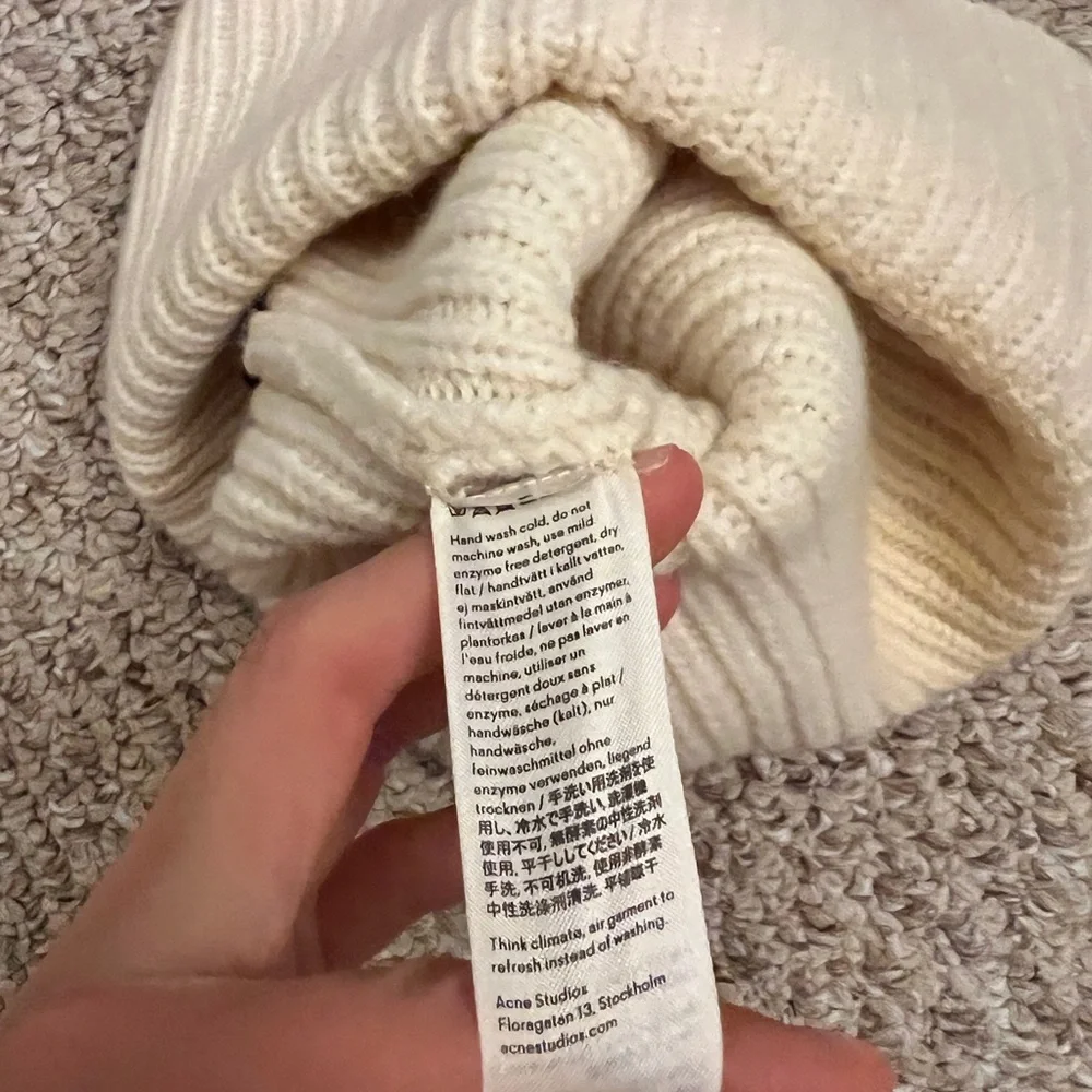 Acne studios Pansy Face white beanie hat knitted logo wool designer Swedish - Picture 6 of 7